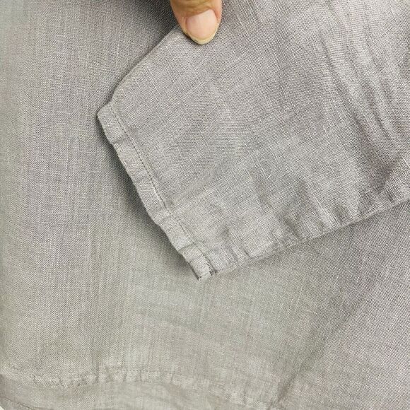 FLAX 100% Linen Scoop Neck Top Women's XS Gray Oversized Lagenlook Minimalist - Picture 6 of 9